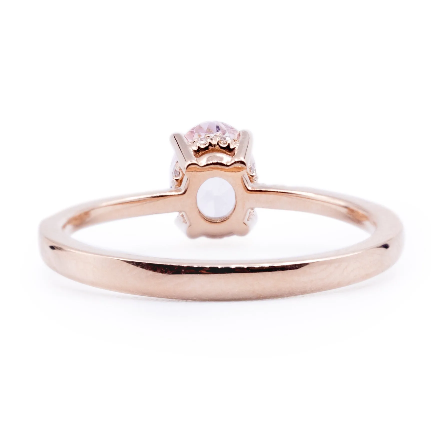 Oval Morganite Ring with Petite Diamond Accents & Hidden Halo