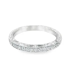 Platinum 0.19ct Diamond Vintage Women's Wedding Band
