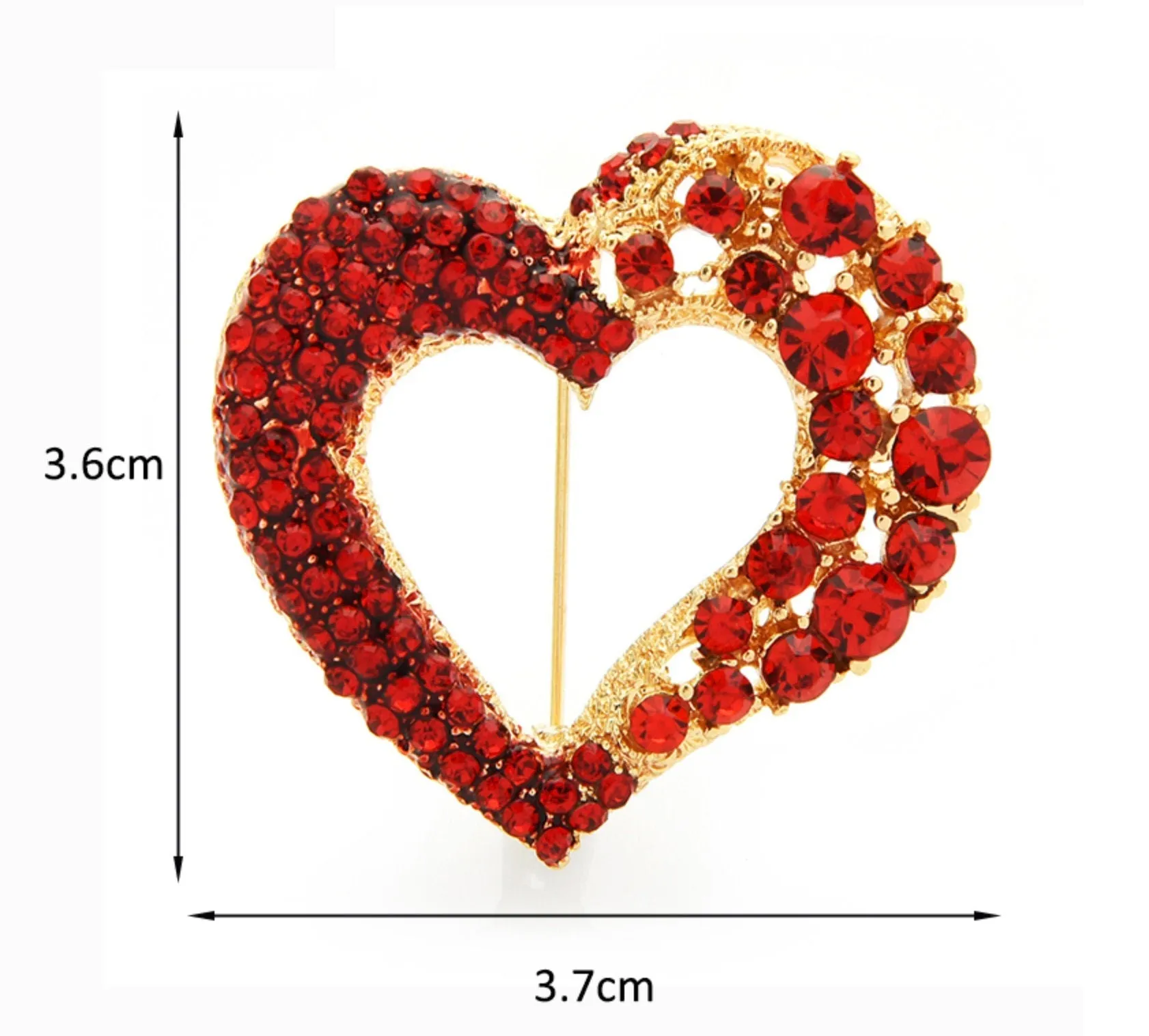 Red Heart Celebrity Brooch Stunning Vintage Look Retro Style Love Broach Pin D1R