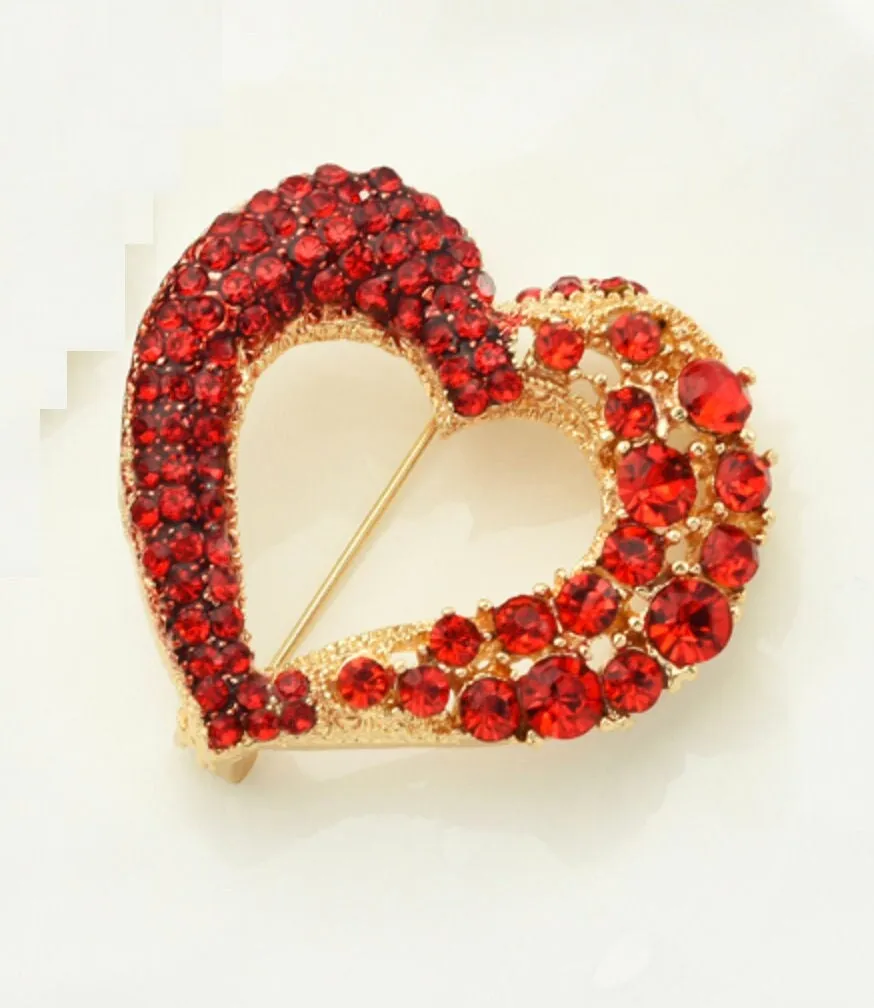 Red Heart Celebrity Brooch Stunning Vintage Look Retro Style Love Broach Pin D1R
