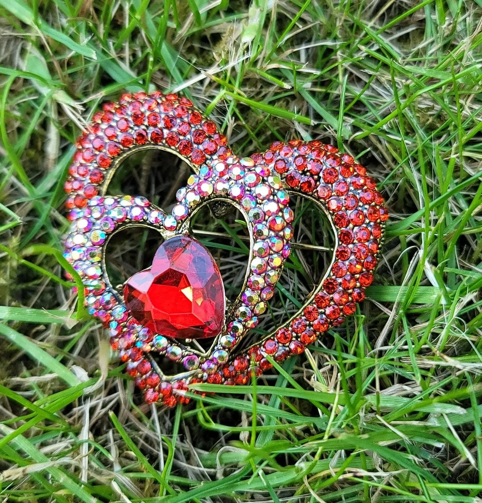 Red Heart Celebrity Brooch Stunning Vintage Look Retro Style Love Broach Pin D4R