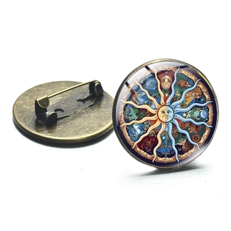 Retro Constellation Alloy Glass Unisex Brooches