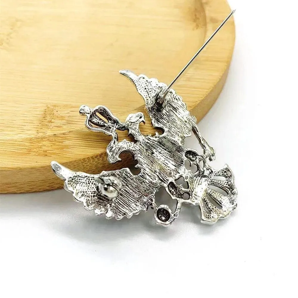 Retro Crown Jewel Double Headed Eagle Brooch Lapel Pin
