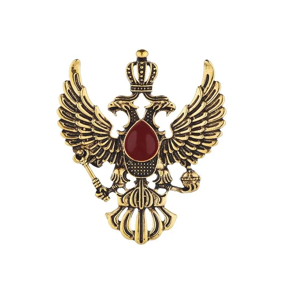 Retro Crown Jewel Double Headed Eagle Brooch Lapel Pin