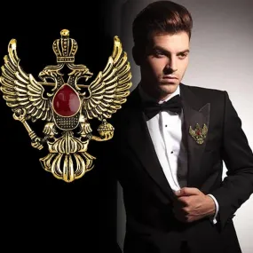 Retro Crown Jewel Double Headed Eagle Brooch Lapel Pin