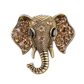 Retro Elephant Brooch Crystal Charm
