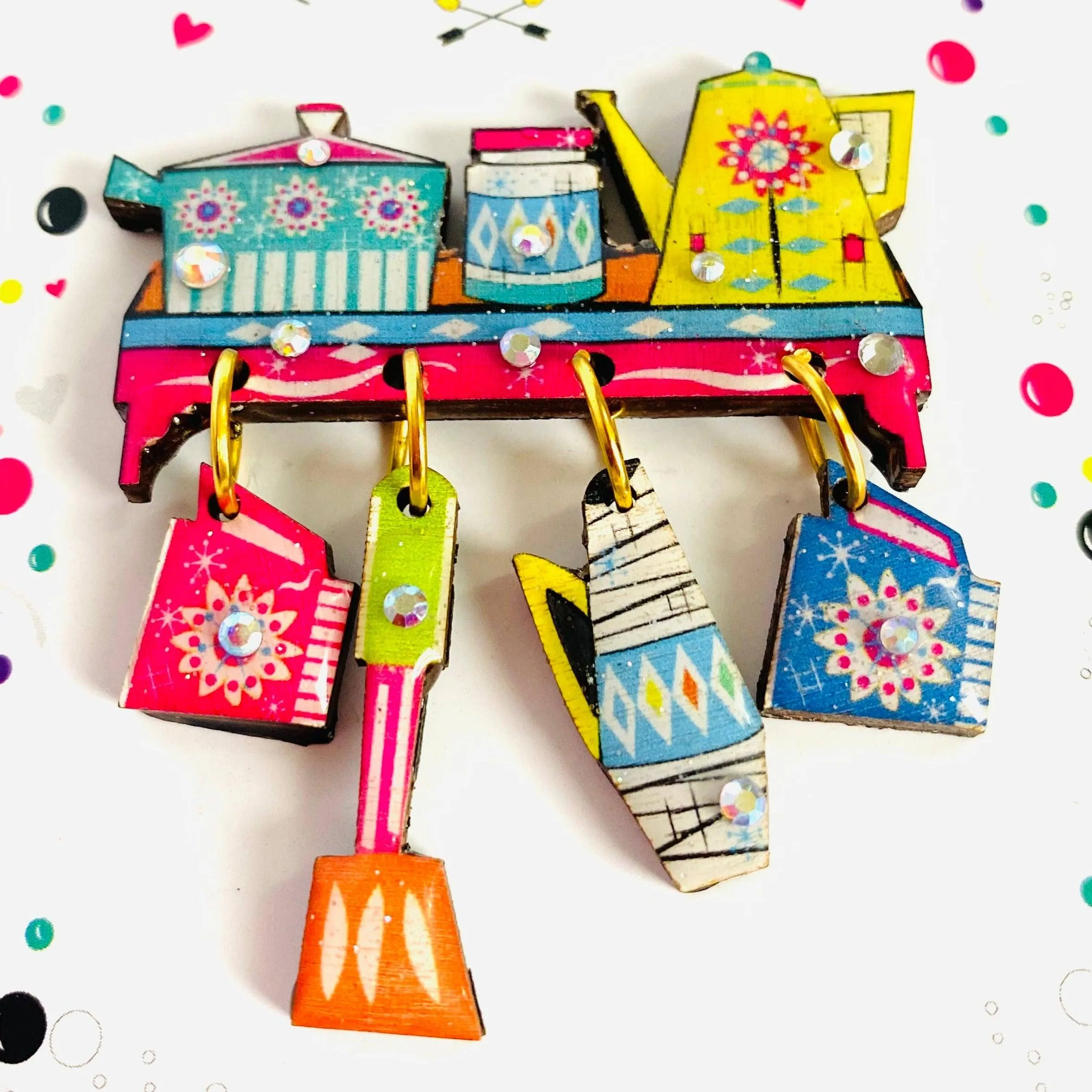 Retro Kitchen Essentials Brooch by Rosie Rose Parker
