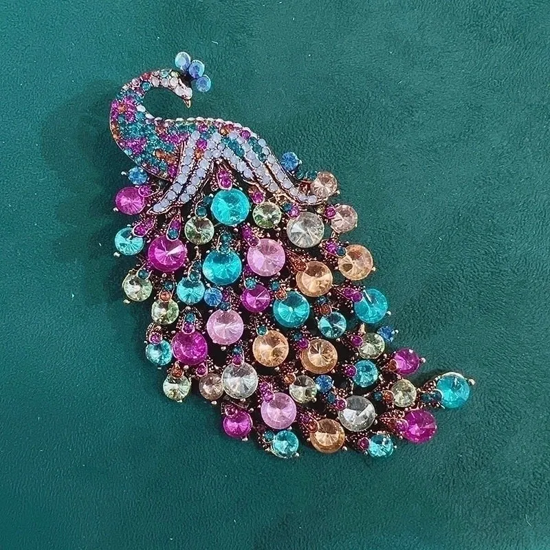 Retro Pin Animal Peacock Alloy Plating Inlay Rhinestones Unisex Brooches