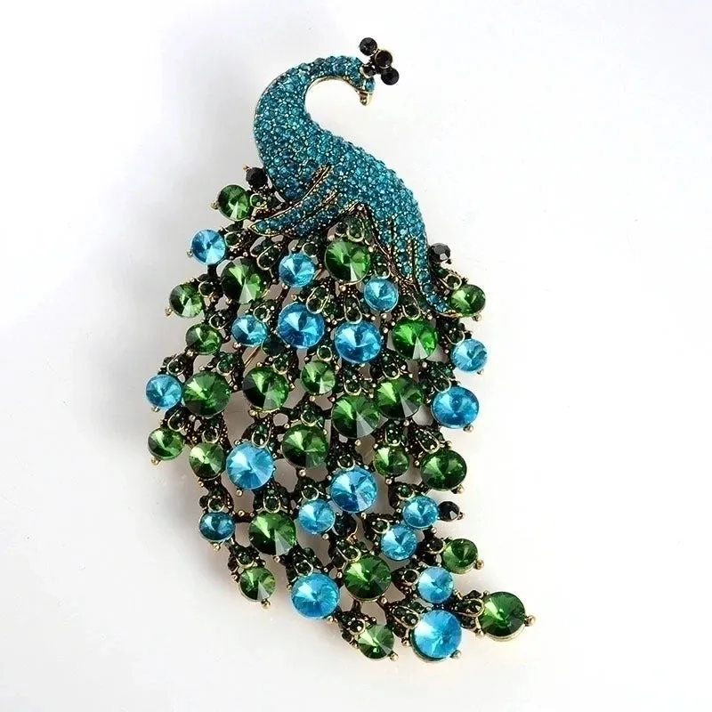 Retro Pin Animal Peacock Alloy Plating Inlay Rhinestones Unisex Brooches