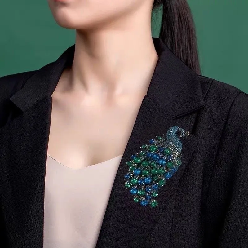 Retro Pin Animal Peacock Alloy Plating Inlay Rhinestones Unisex Brooches
