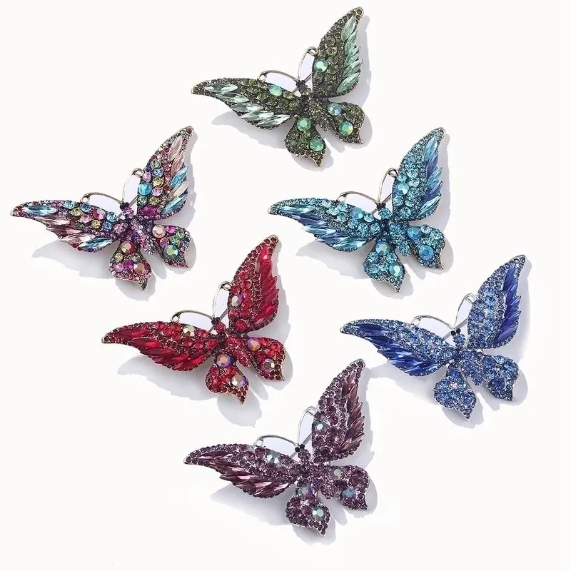 Retro Pin Butterfly Alloy Inlay Rhinestones Women'S Brooches