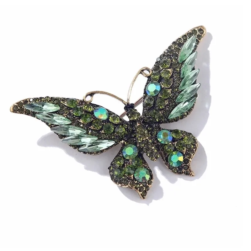 Retro Pin Butterfly Alloy Inlay Rhinestones Women'S Brooches