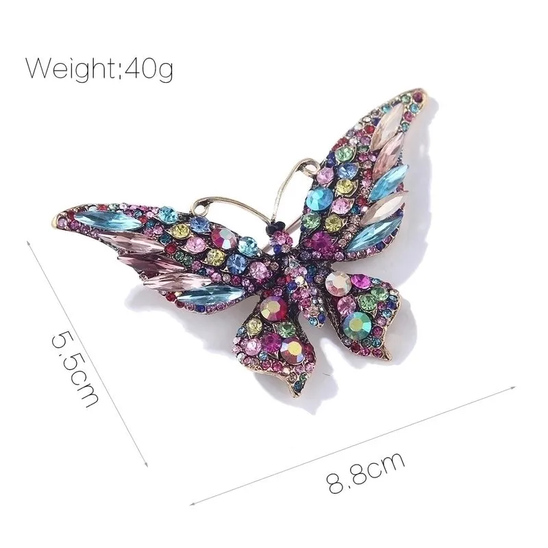 Retro Pin Butterfly Alloy Inlay Rhinestones Women'S Brooches