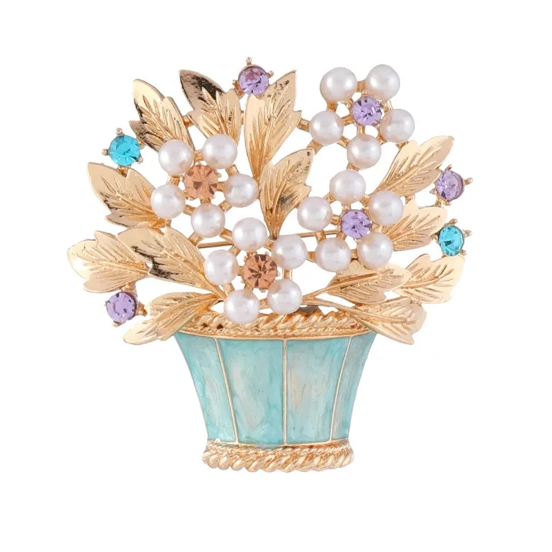 Retro Pin Flower Alloy Inlay Artificial Rhinestones Unisex Brooches