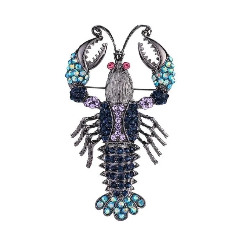 Retro Pin Lobster Alloy Inlay Rhinestones Unisex Brooches