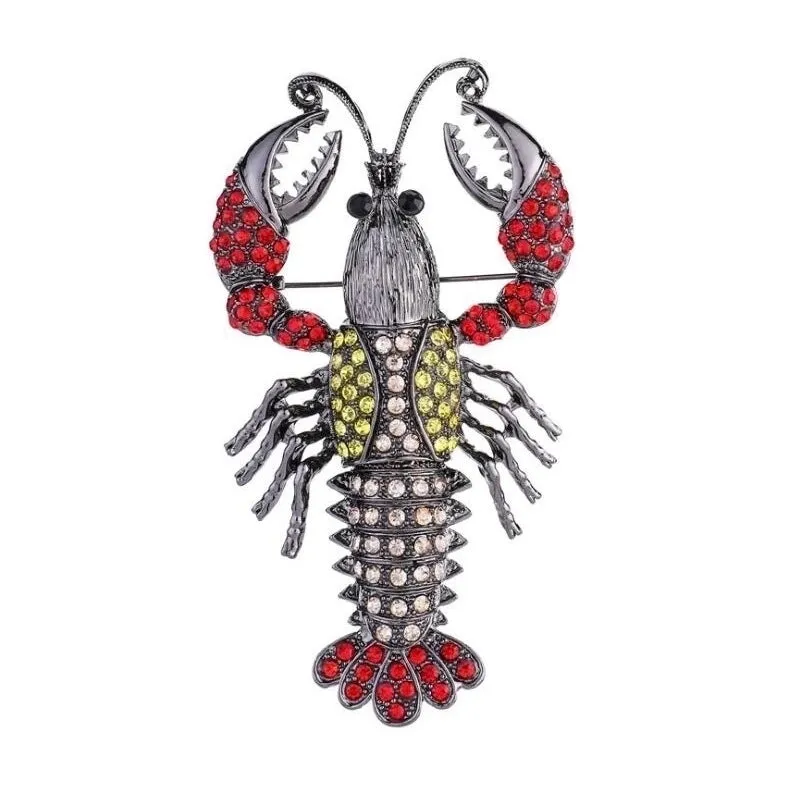 Retro Pin Lobster Alloy Inlay Rhinestones Unisex Brooches