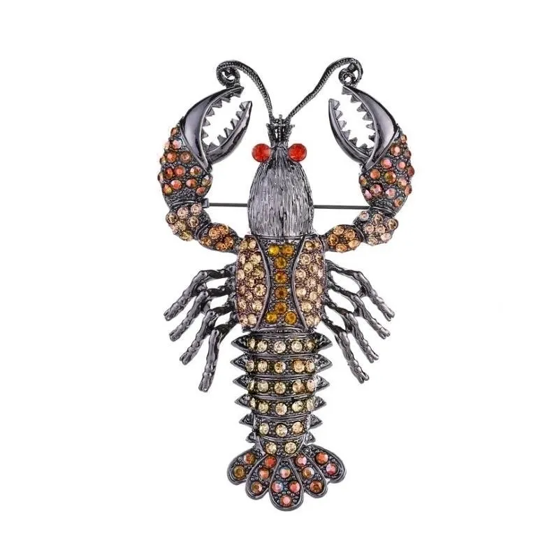 Retro Pin Lobster Alloy Inlay Rhinestones Unisex Brooches