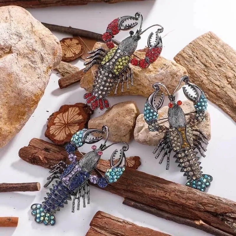Retro Pin Lobster Alloy Inlay Rhinestones Unisex Brooches