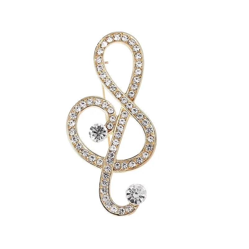 Retro Pin Notes Alloy Inlay Rhinestones Women'S Brooches