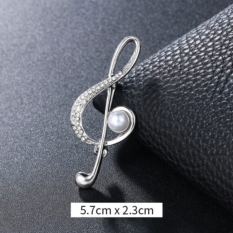 Retro Pin Notes Alloy Inlay Rhinestones Women'S Brooches