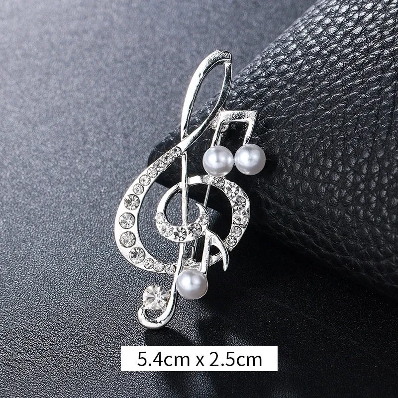 Retro Pin Notes Alloy Inlay Rhinestones Women'S Brooches