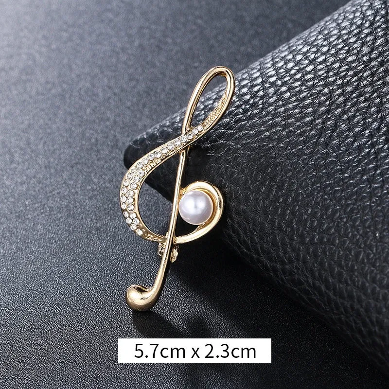 Retro Pin Notes Alloy Inlay Rhinestones Women'S Brooches