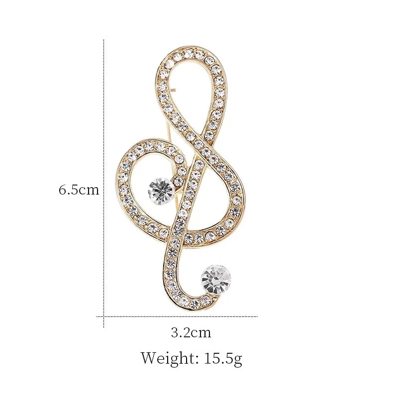 Retro Pin Notes Alloy Inlay Rhinestones Women'S Brooches