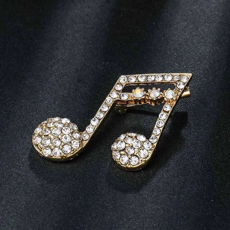 Retro Pin Notes Alloy Inlay Rhinestones Women'S Brooches