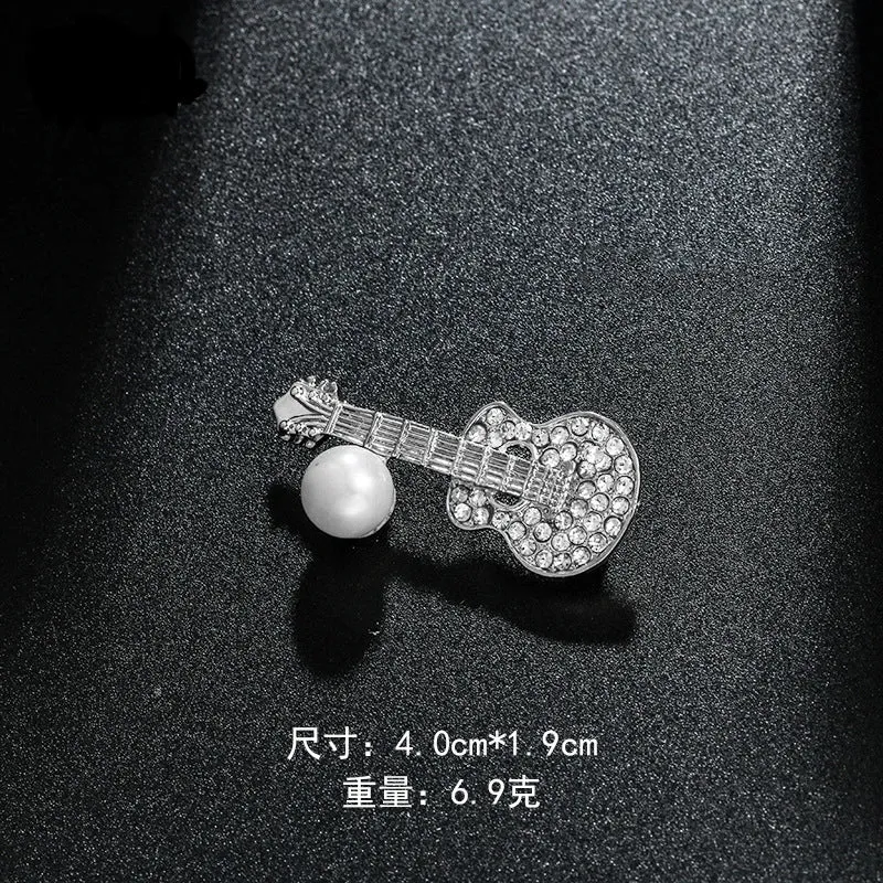 Retro Pin Notes Alloy Inlay Rhinestones Women'S Brooches