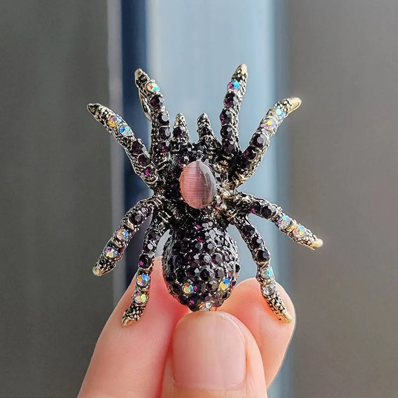 Retro Pin Spider Alloy Plating Inlay Opal Unisex Brooches