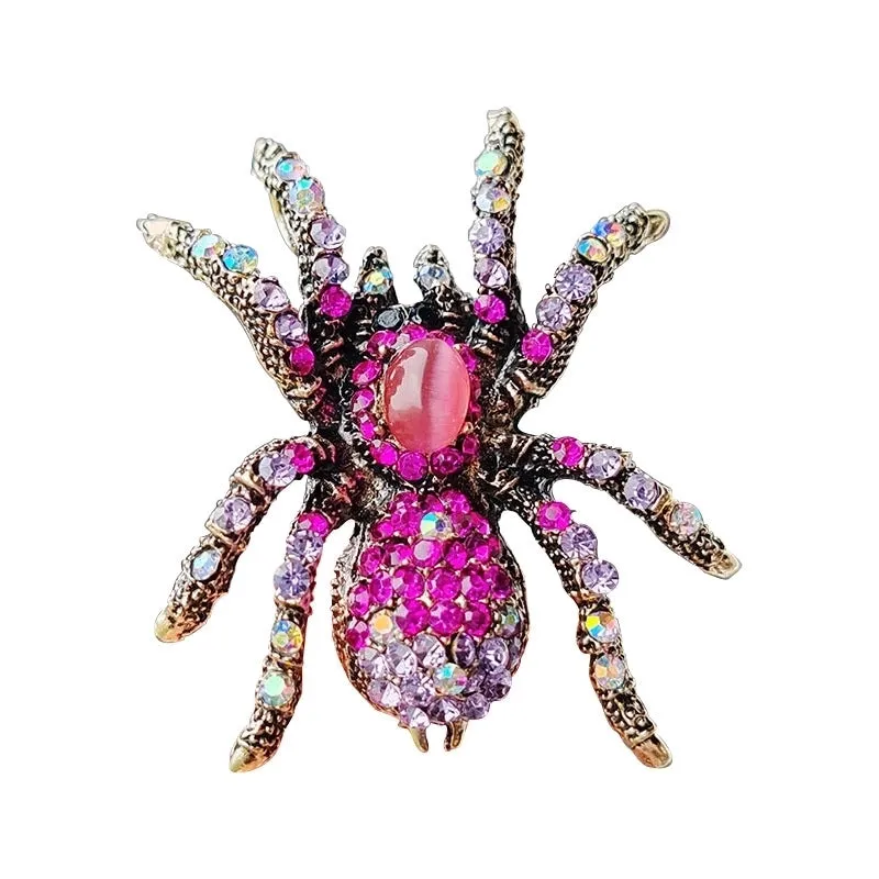 Retro Pin Spider Alloy Plating Inlay Opal Unisex Brooches