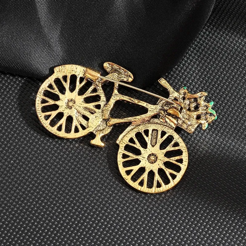 Retro Rhinestone Bicycle Brooch Personality Fashion Men's And Women's Suit Pin Corsage  Wholesale