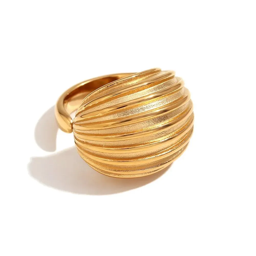 Silver and Gold Ridged Statement Rings – Adjustable Bands for Women