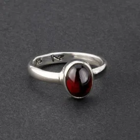 Simple Oval Sterling Silver Garnet Ring