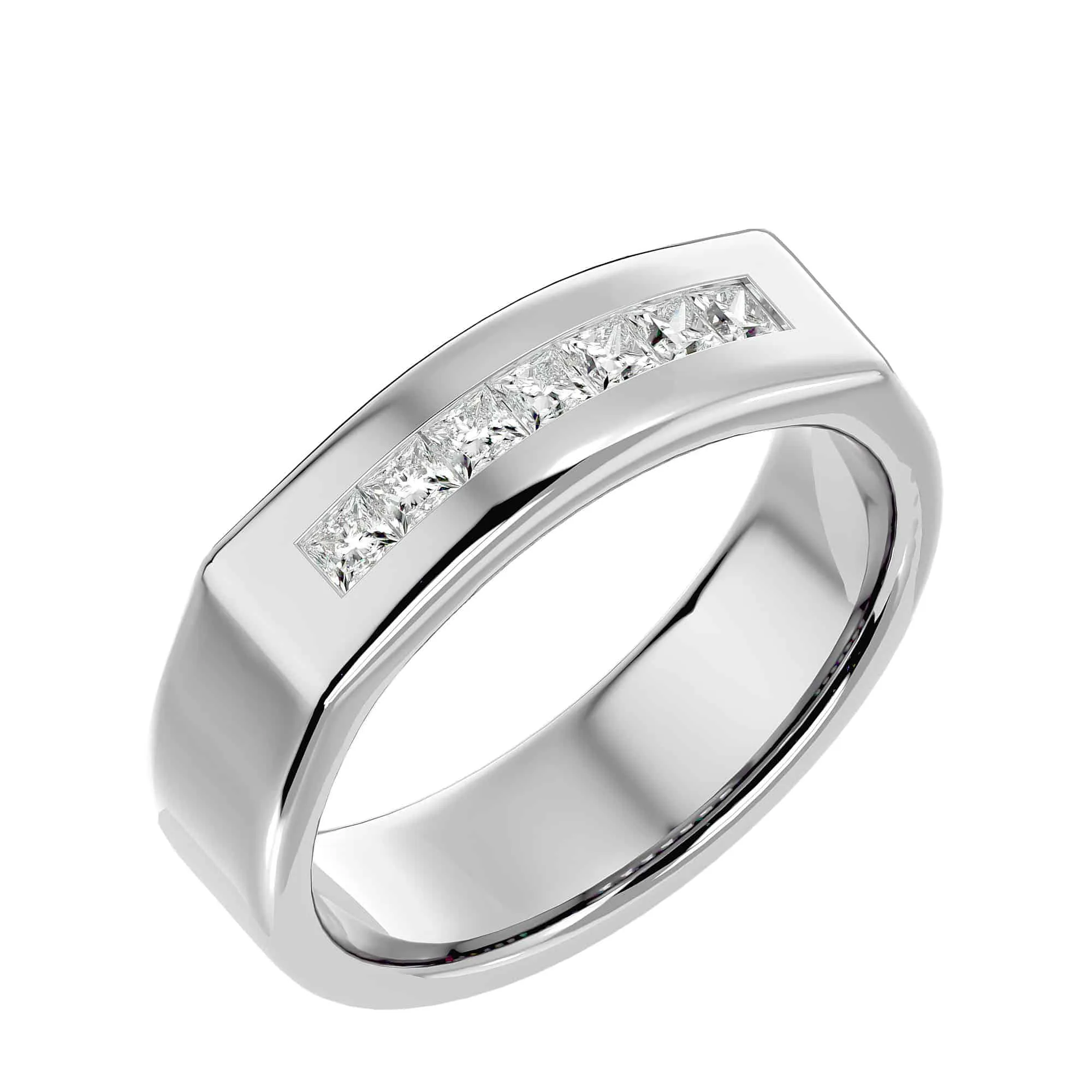Square Diamonds Solid Men’s Wedding Ring