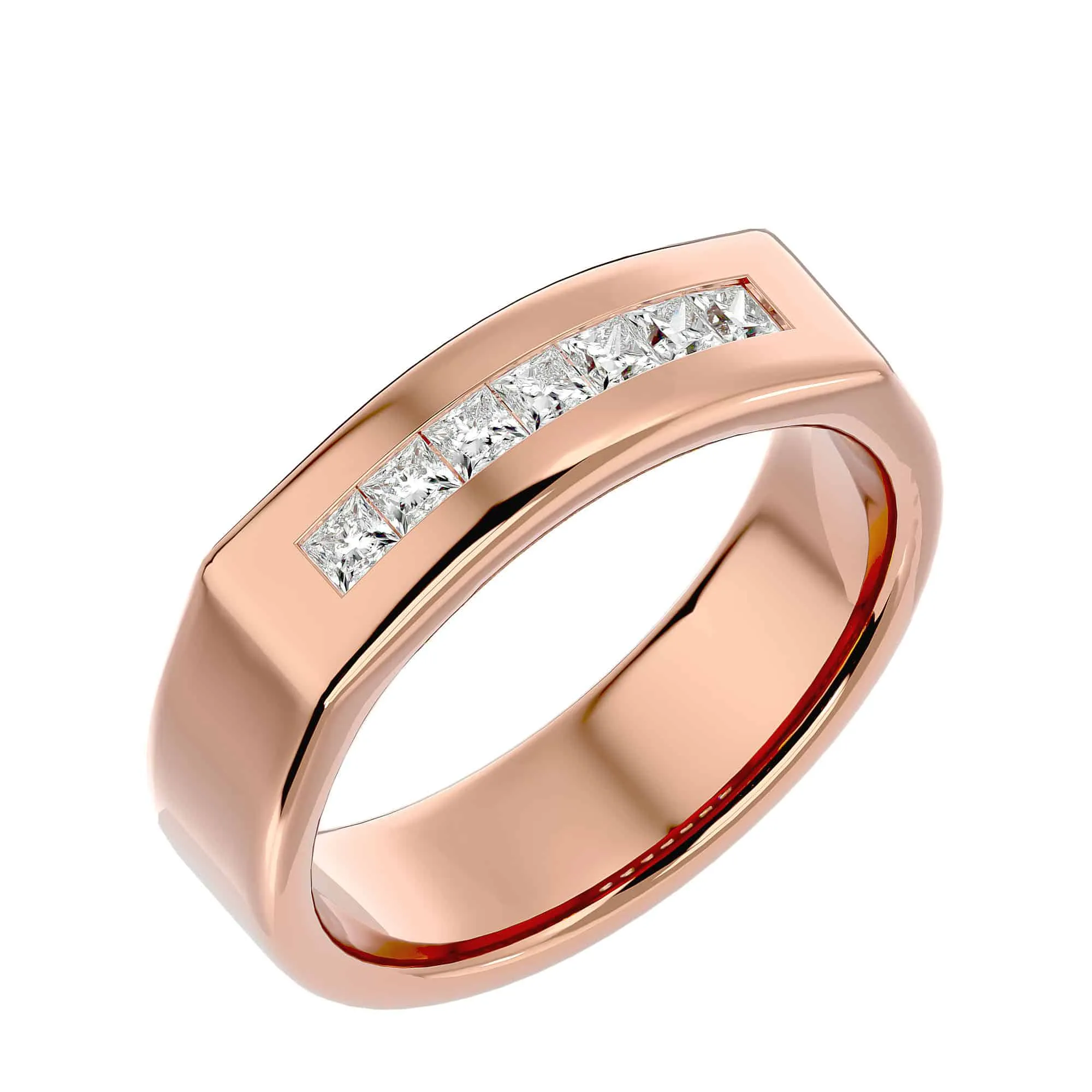 Square Diamonds Solid Men’s Wedding Ring