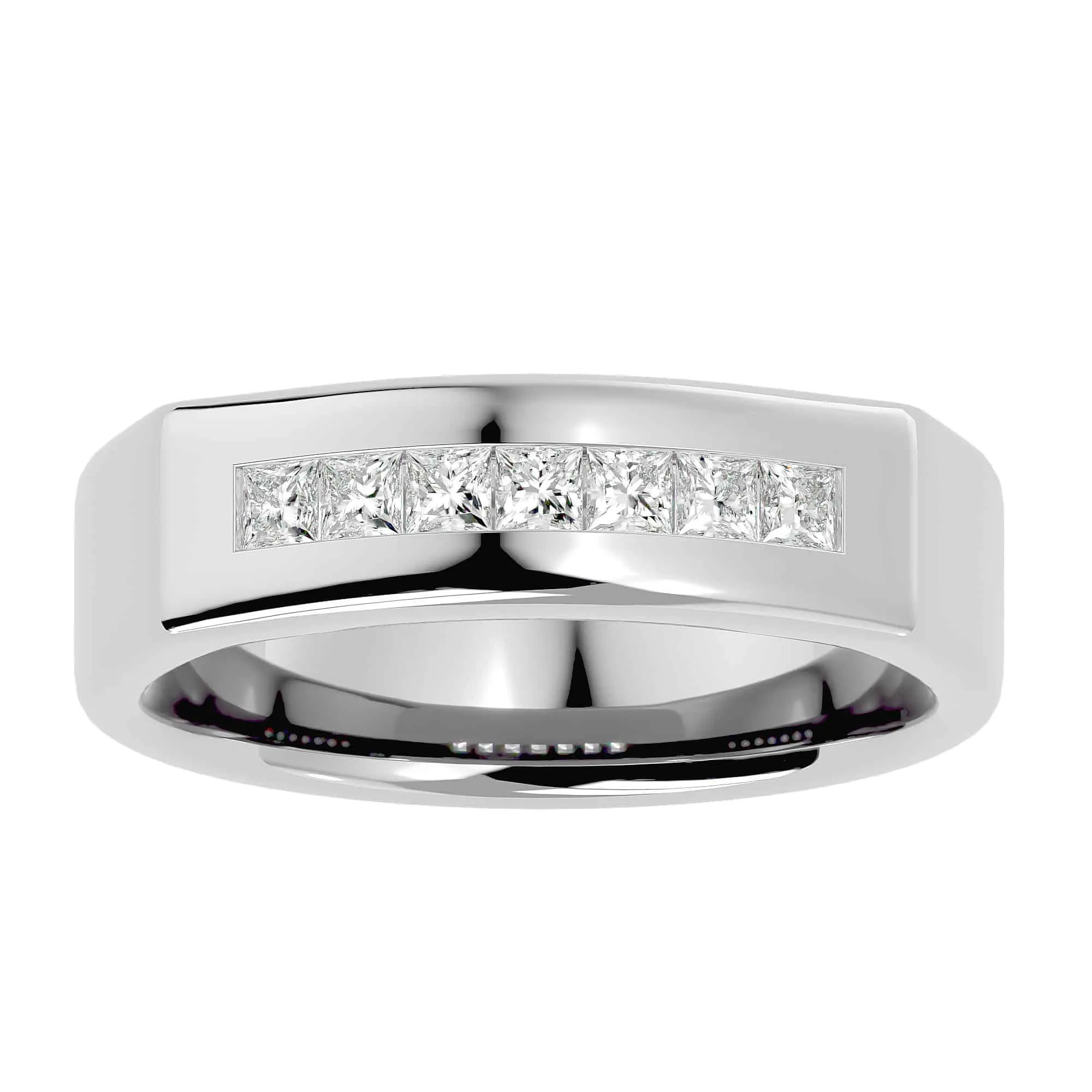 Square Diamonds Solid Men’s Wedding Ring