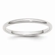 Sterling Silver 2mm Half-Round Wedding Band Ring