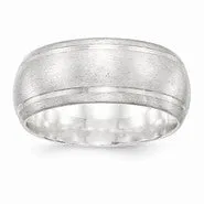 Sterling Silver 9mm Satin Finish Wedding Band Ring