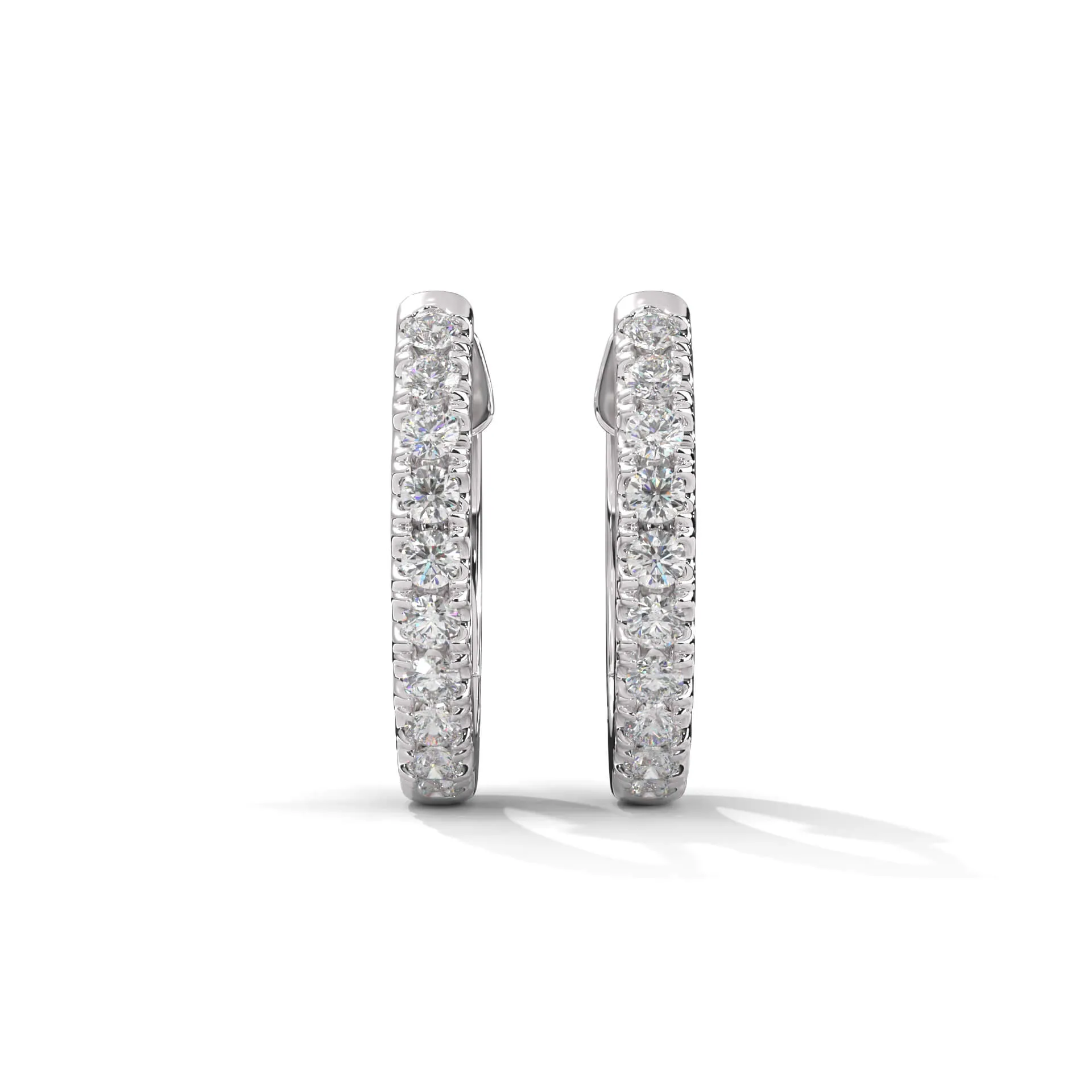 Sterling Silver Diamond Hoop Earrings