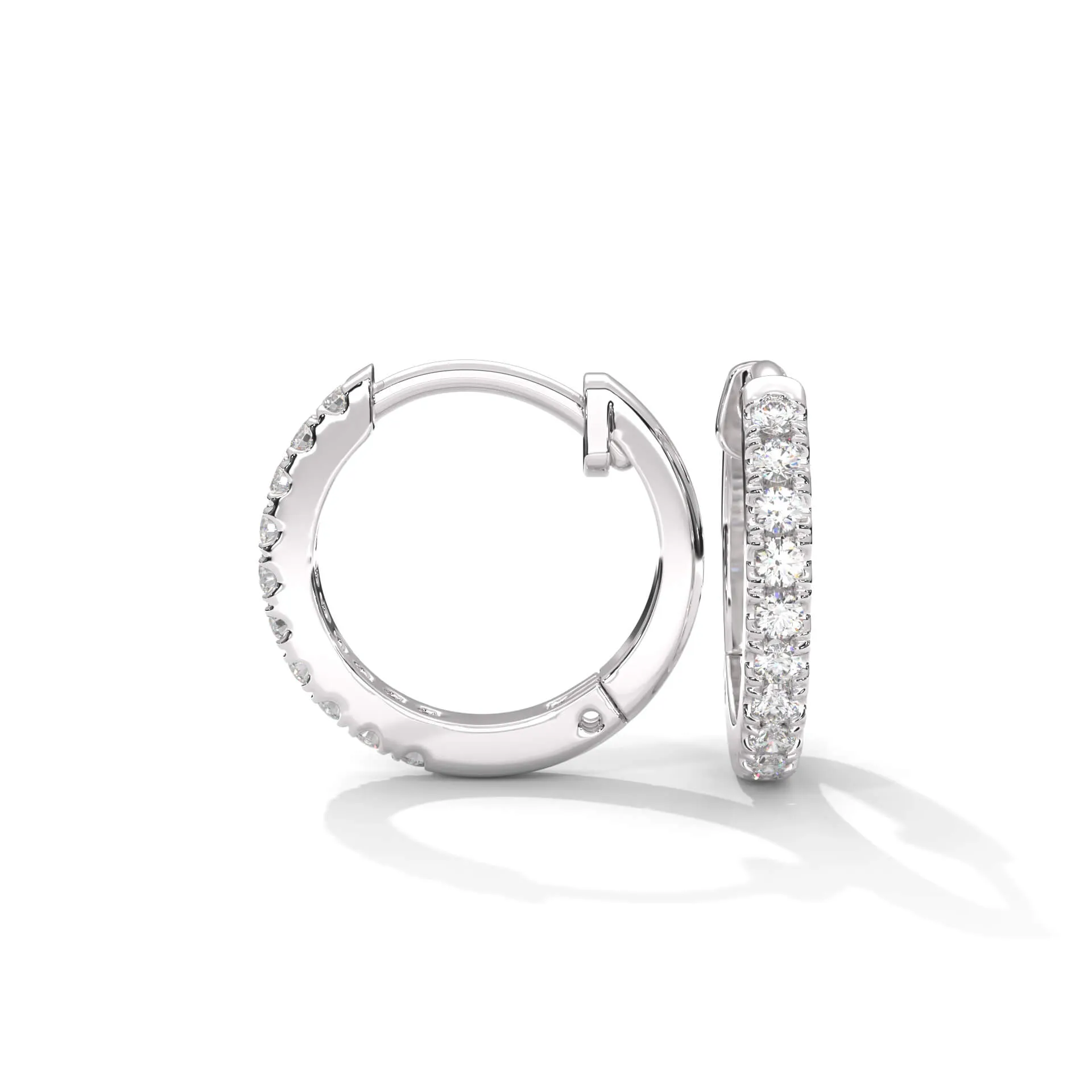 Sterling Silver Diamond Hoop Earrings