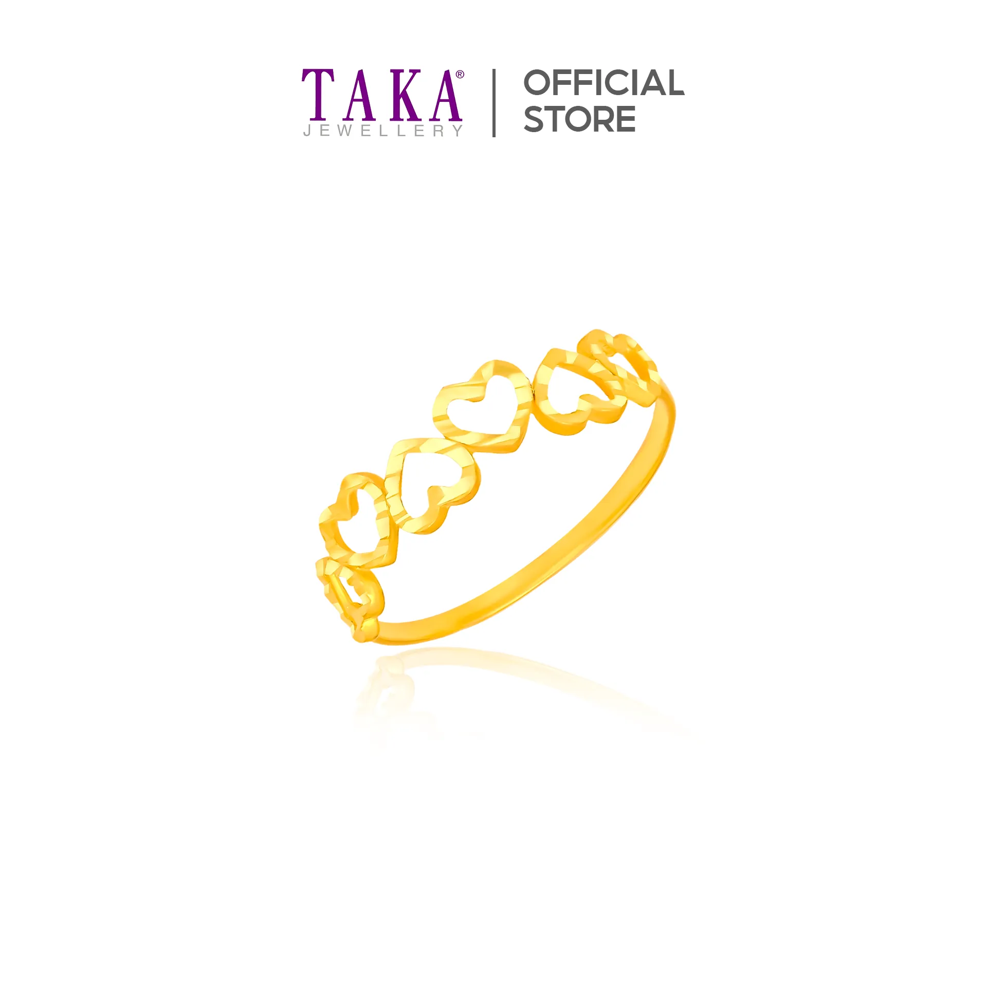 TAKA Jewellery 916 Gold Ring Hearts