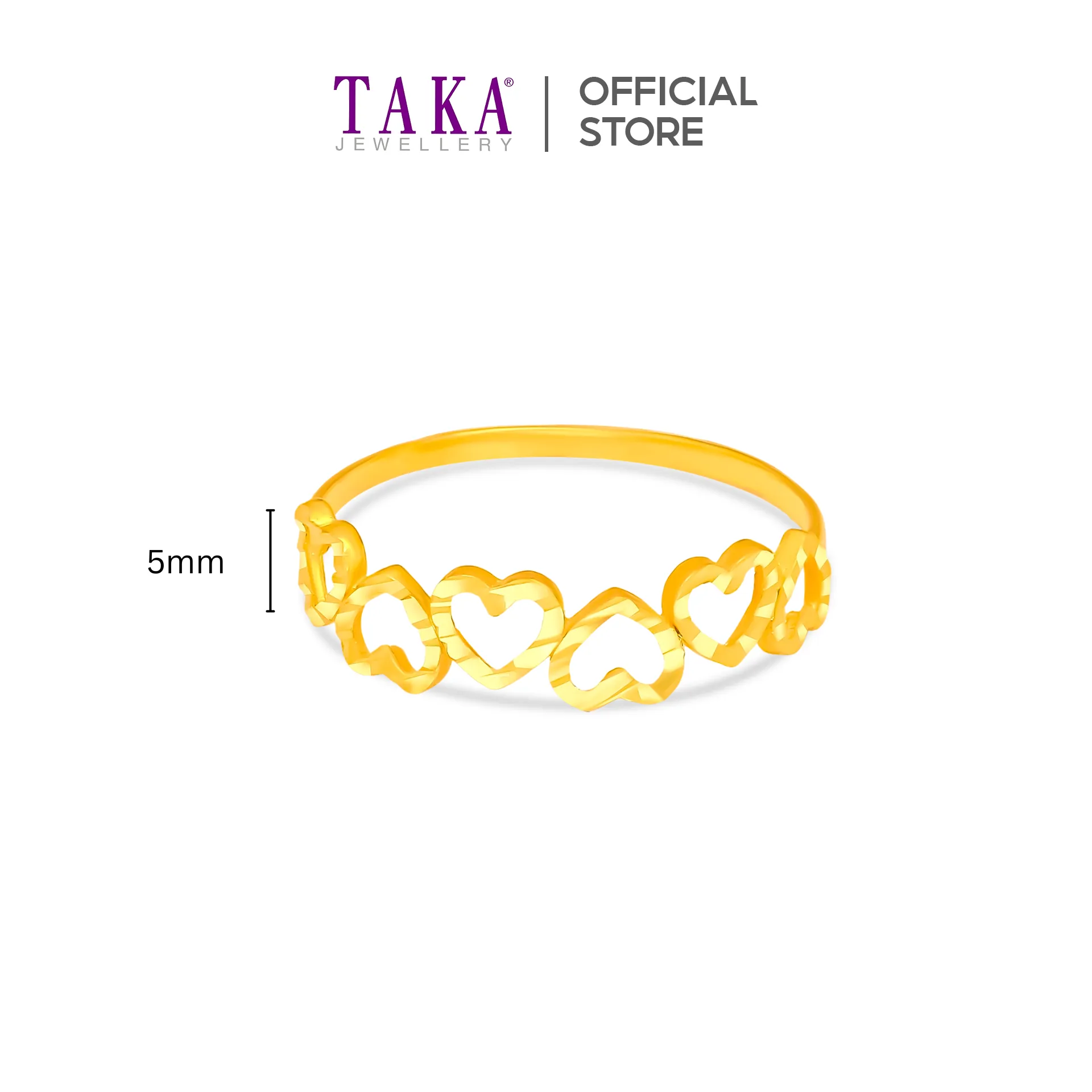 TAKA Jewellery 916 Gold Ring Hearts