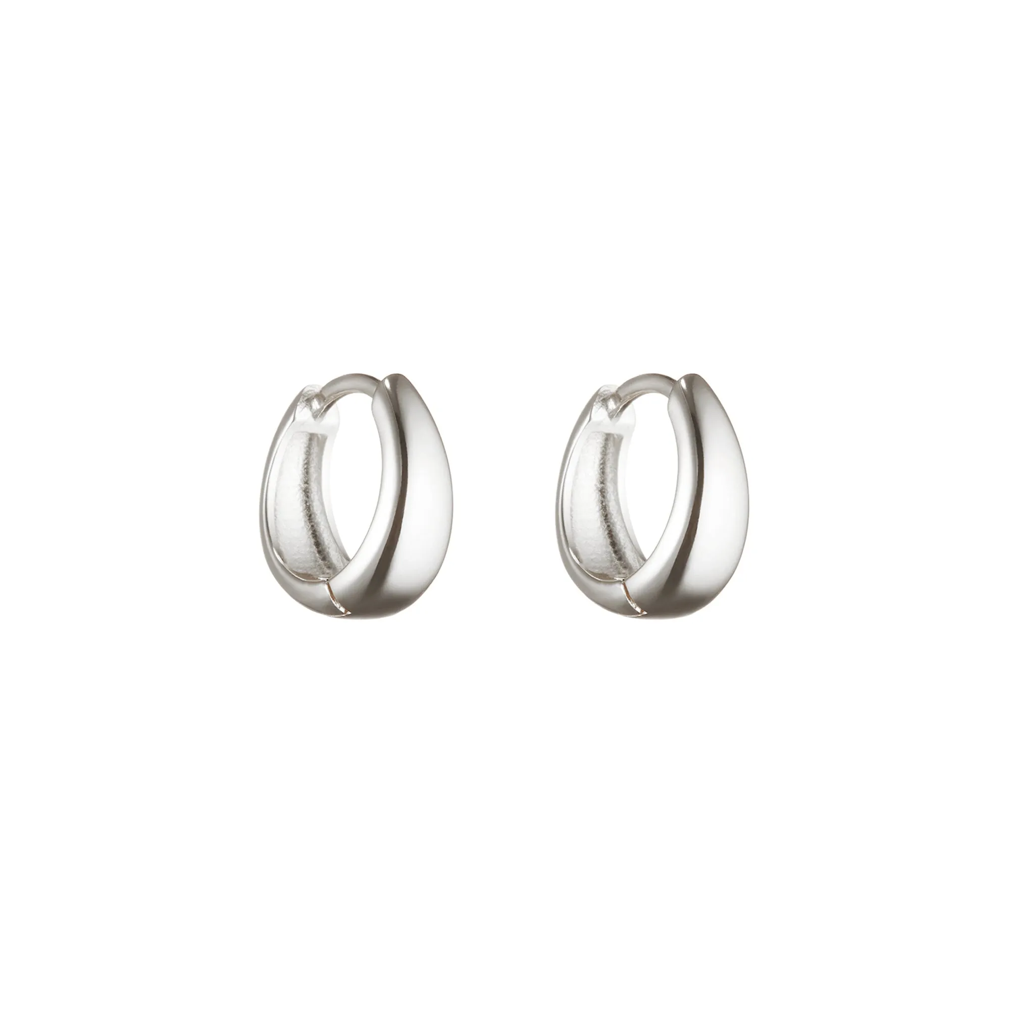Tapered Huggie Hoops in Silver