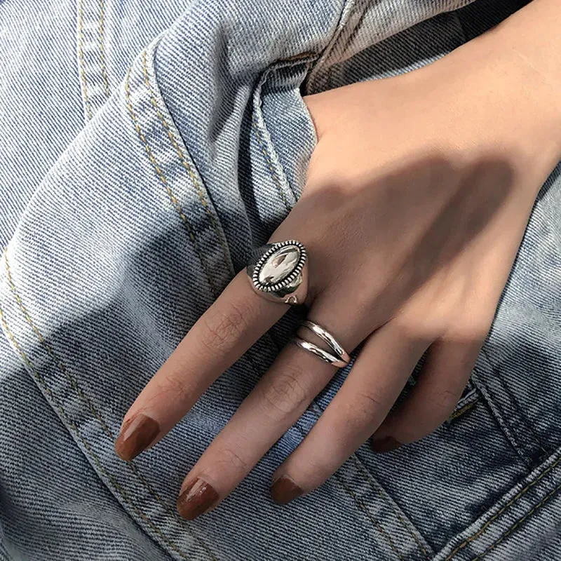 VAIGE Elegant Silver and Gold Oval .925 Sterling Ring