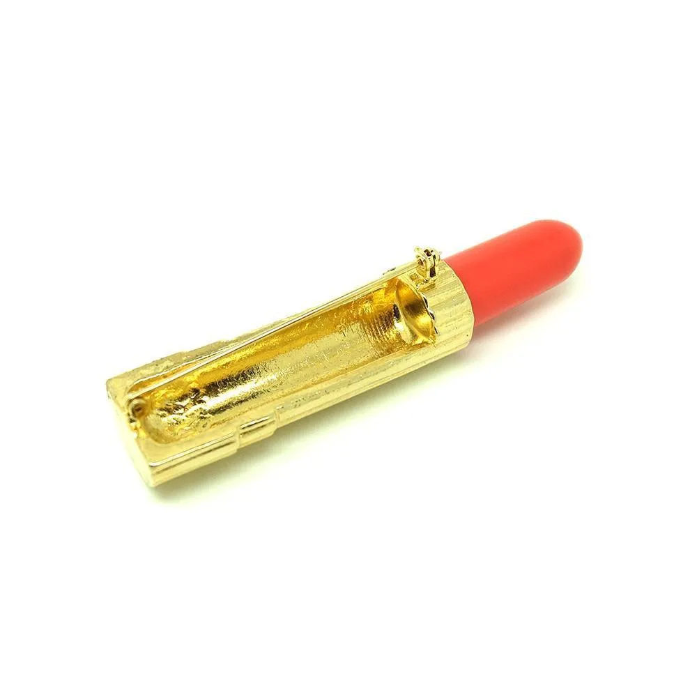 Vintage 1980s Retro Lipstick Brooch