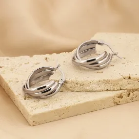 Vintage Style U Shape Titanium Steel Hoop Earrings