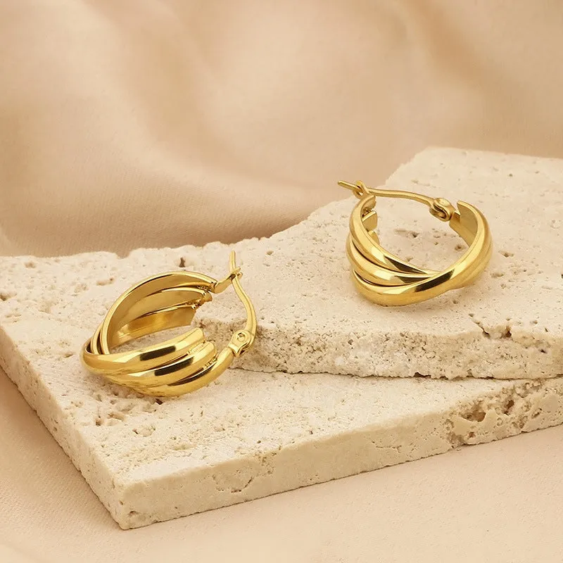 Vintage Style U Shape Titanium Steel Hoop Earrings