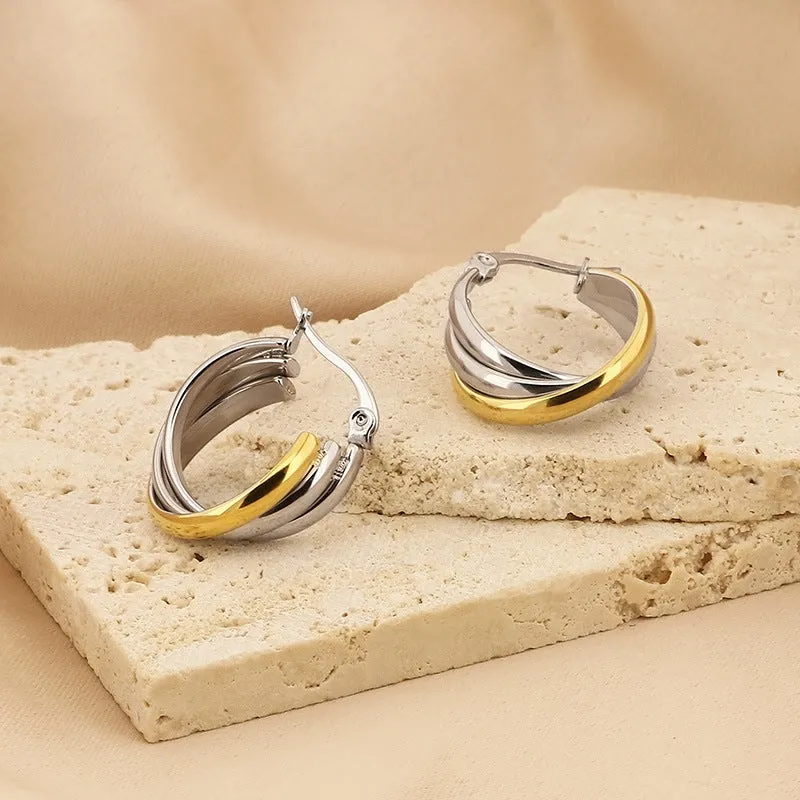 Vintage Style U Shape Titanium Steel Hoop Earrings