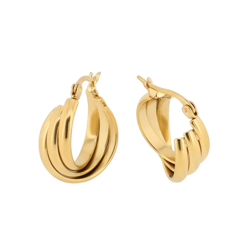Vintage Style U Shape Titanium Steel Hoop Earrings